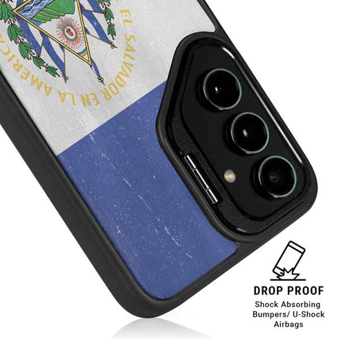 El Salvador Flag Distressed Galaxy S24 FE Kickstand Case